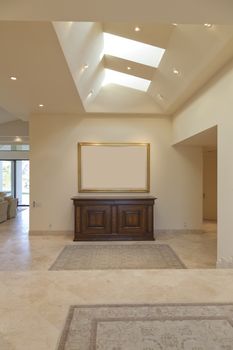 Foyer of home with skylight