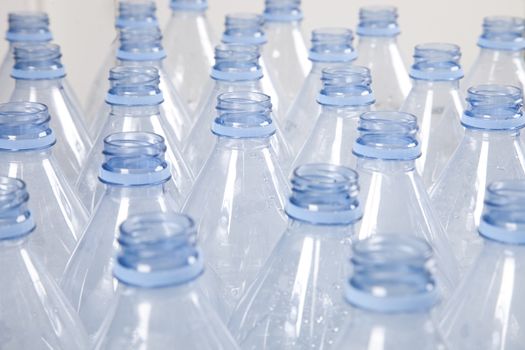 Close-up view of empty plastic bottles