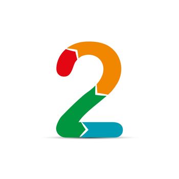 number two is composed of four colored arrows.
