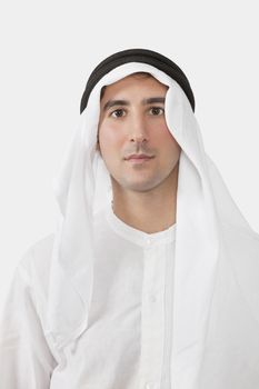 Portrait of an Arab man against white background