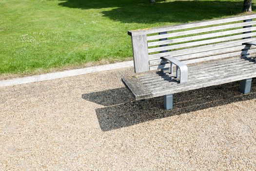 Close-up view of Wooden bench in London Park