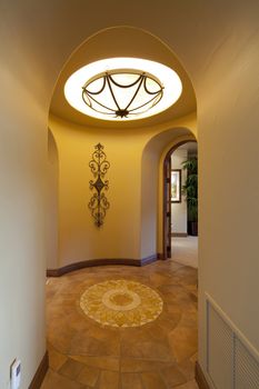 Skylight and hallway in luxury house