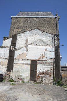 Remaining outline of a building after it was torn down