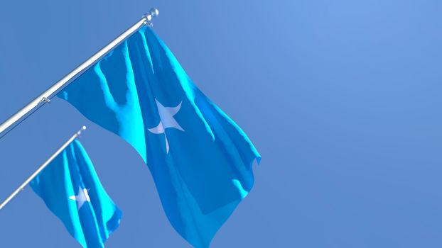 3D rendering of the national flag of Somalia waving in the wind