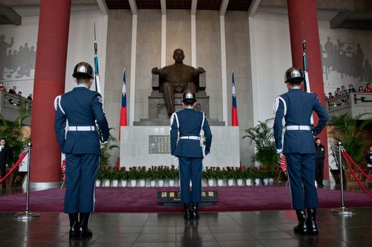 Guard changing at Sun Yat Sen Memorial hall in Taiwan