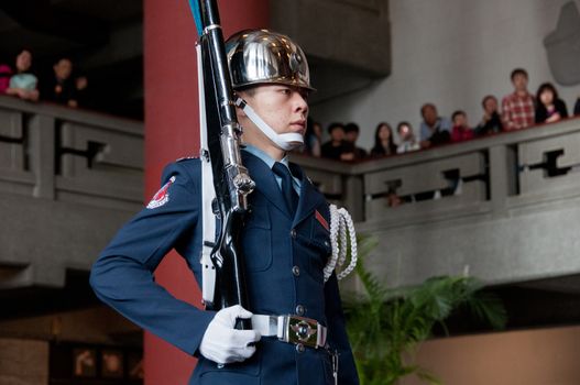 Soldier guard at Sun Yat Sen Memorial hall in Taiwan