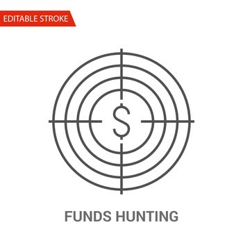 Funds Hunting Icon. Thin Line Vector Illustration