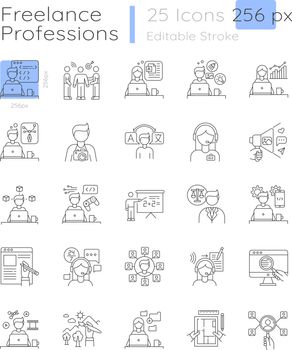 Freelance professions linear icons set