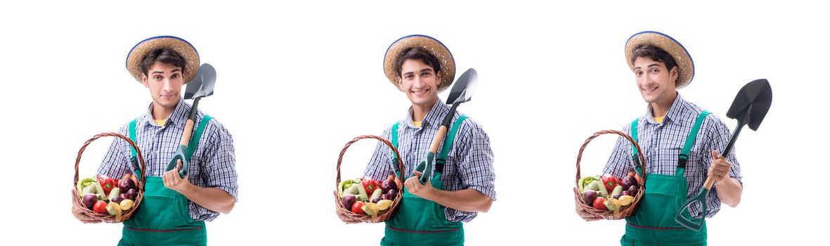 Young farmer isolated on the white background