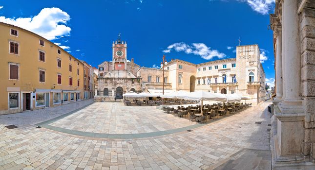Zadar. People's square in Zadar historic architecture and cafes 