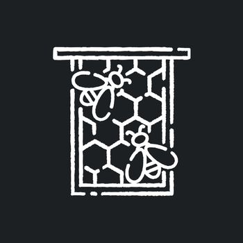 Honeycomb frame chalk white icon on black background