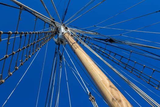 Sailboat rigging and big mast