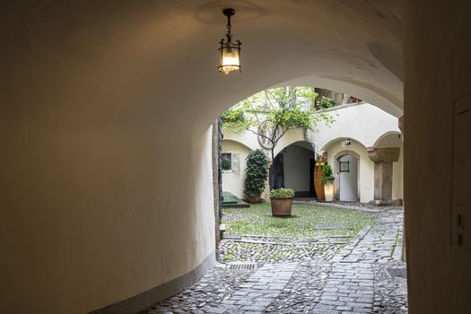Internal courtyard of historic building in Graz