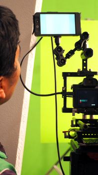 Behind the vdo camera shooting in studio production