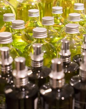 Closeup of essence bottles
