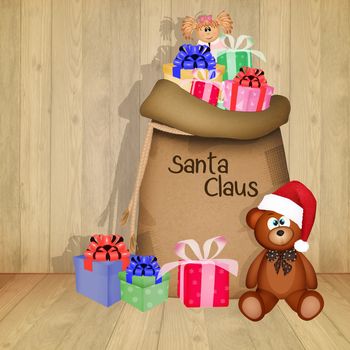 Christmas toys in the sack