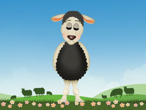 illustration of black sheep