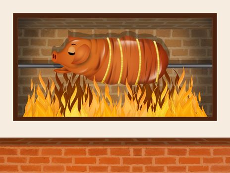 illustration of roast pork