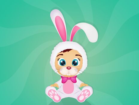 child with rabbit costume