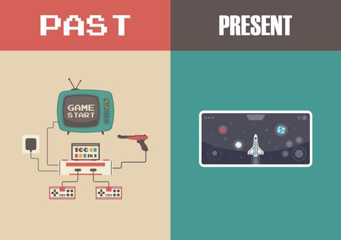 retro and modern technology, past to present