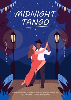Midnight tango poster flat vector template