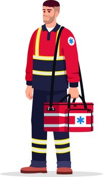 Emergency medical technician semi flat RGB color vector illustration