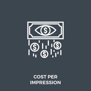 Cost Per Impression Related Vector Thin Line Icon