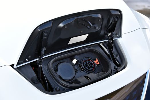 Charging port on a modern electric car