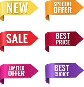 Silk Colorful Ribbon Sale Set Isolated With White Background