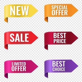 Silk Colorful Ribbon Sale Set Isolated With Transparent Backgrou