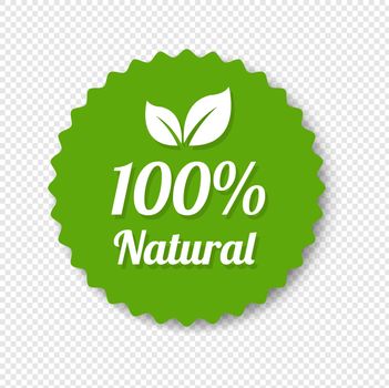 Natural Green Label With Leaves Transparent Background