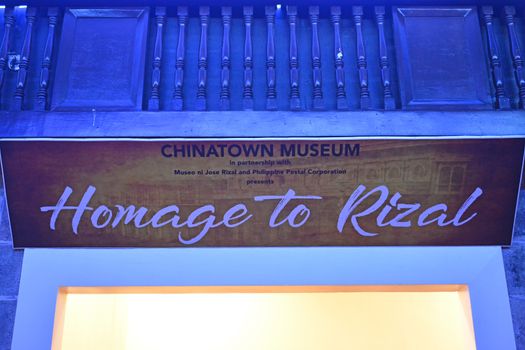 Homage to Rizal sign at Chinatown Museum in Manila, Philippines
