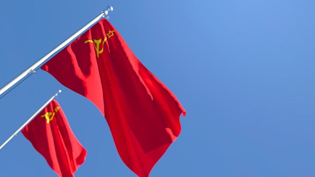 3D rendering of the national flag of USSR waving in the wind