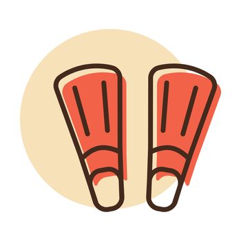 Diving flippers flat vector icon