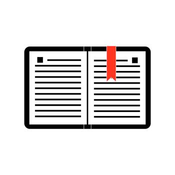Simple workbook icon with a red bookmark