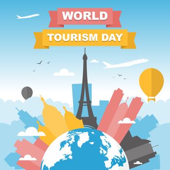 Paris City France Europe Travel World Tourism Day Illustration