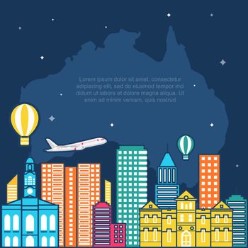 Adelaide City Australia Travel World Tourism Day Illustration
