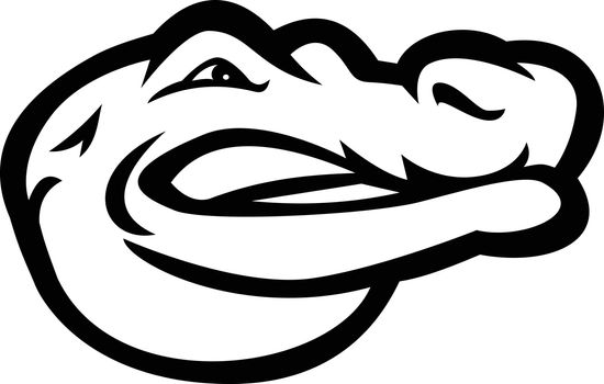 Alligator or Gator Head Side View Mascot Black and White
