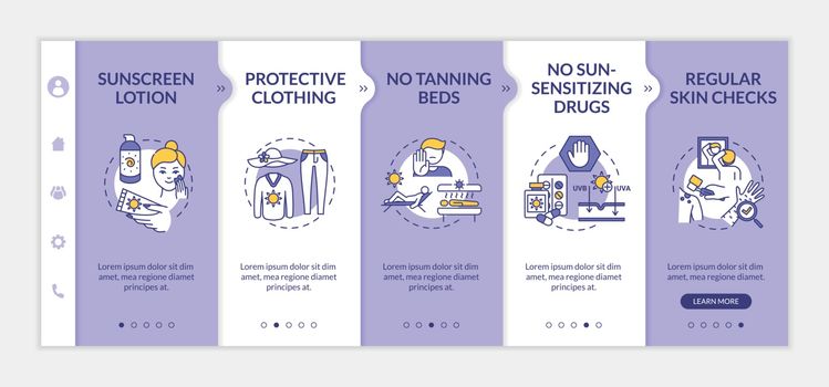Skin cancer prevention onboarding vector template.