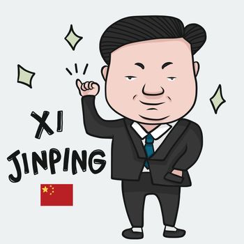Xi Jinping cartoon Drawing editorial illustration, President of the People's Republic of China - Vector