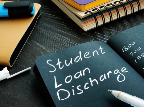 Student loan discharge memo on the black page.