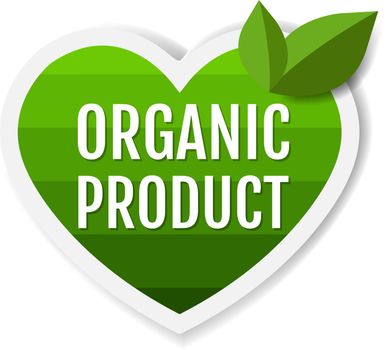 Organic Product Green Labels With Leaves White Background