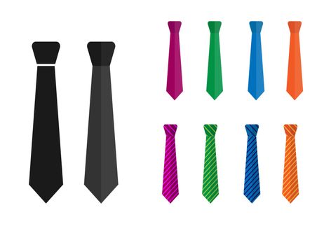 Tie icon. Set of vector stock color illustrations, flat design.