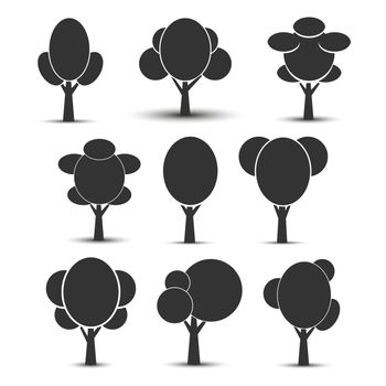 Set of vector options tree icons. Flat design to illustrate natu