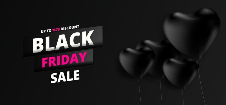 Upto 70% discount offer for Black Friday Sale text on black hear