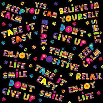 Positive inspirational quotes seamless pattern