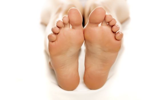 closeup of female sole feet