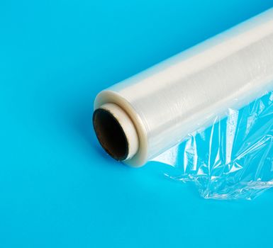 big roll of wound white transparent film for wrapping food
