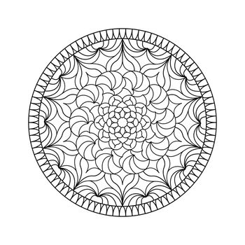 Circular ornament for adult and children's coloring books, scrap