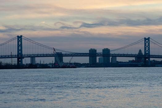 A View of the Ben Franklin Bridge Over Water